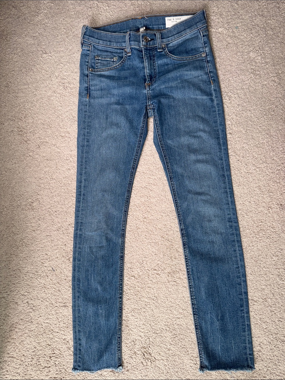 rag & bone Ankle Skinny Jeans in Medium Blue Wash